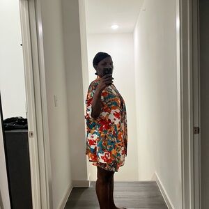 Colorful Floral Tunic Top and Shorts Set